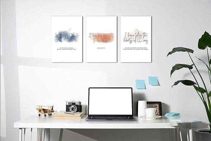 Inspirational Canvas Art Office Poster Wall Decor, Modern Office Wall Art Motivational Pictures for Wall, Man and Women Home Office Positive Quotes Wall Decor, Framed Artwork 12”x18”x3 Panels