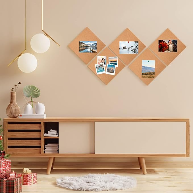 Kosiz 30 Pack Cork Board Square 12" x 12", 1/4" Thick Cork Board Tiles Bulk for Wall Self Adhesive Bulletin Corkboards Tiles Sheet for Wall School Office Home Decoration