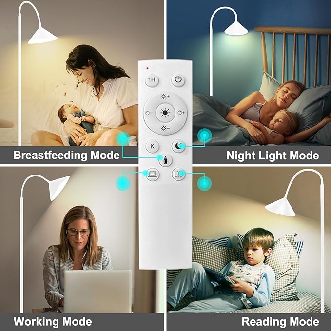 LED Floor Lamp, 18W Floor Lamp with Remote & Touch Control, 2700K-6500K Adjustable Eye Caring Standing Light for Living Room, Bedroom, Office
