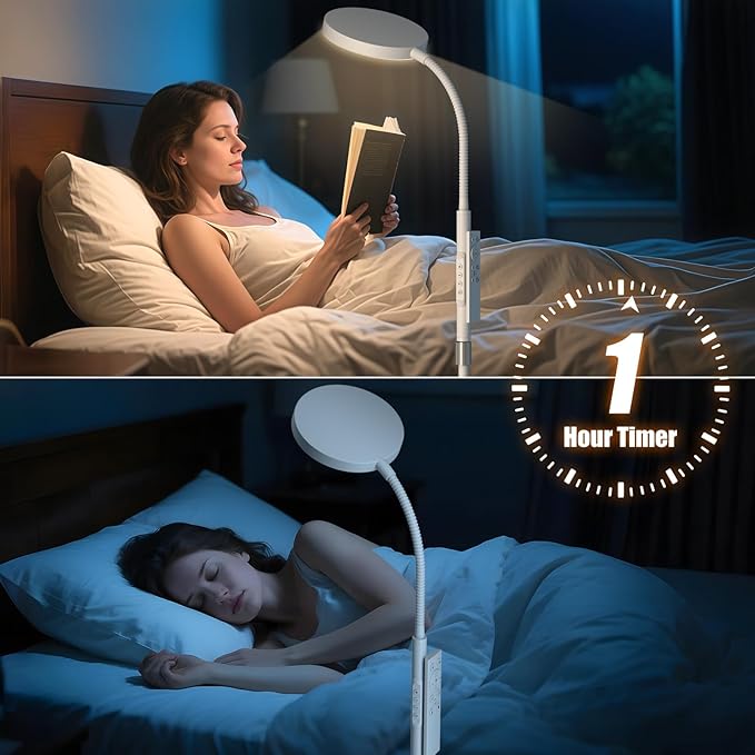 Floor Lamp, Adjustable Height Floor Lamps for Living Room Bedroom, 252 LED Super Bright Standing Lamp Remote Control, Dimmable Gooseneck Tall Stand Reading Lamp Light for Office Craft, White