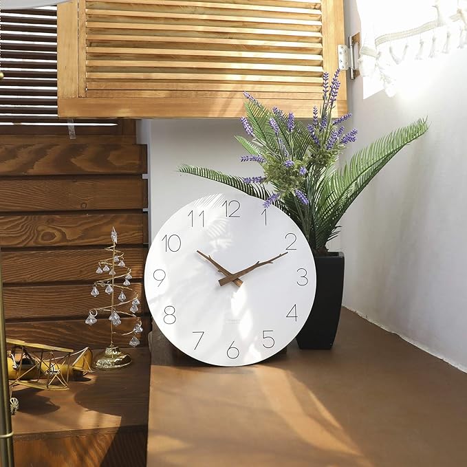 mooas Flatwood Twig Wall Clock,12" Non-Ticking Sweep Movement Decorative Battery Operated Simple Modern Wall Clock for Home Living Room Kitchen Bedroom Office School (Twig)