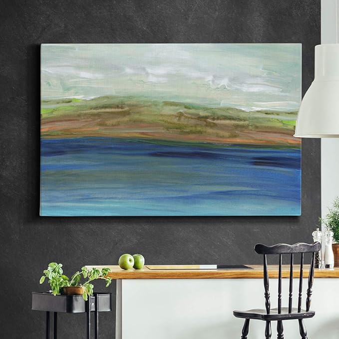 Landscape Wall Art Premium Gallery Wrapped Canvas Abstract Ocean Forest Modern Artwork Decoration for Living Room Kitchen Bathroom Office, Ready to Hang
