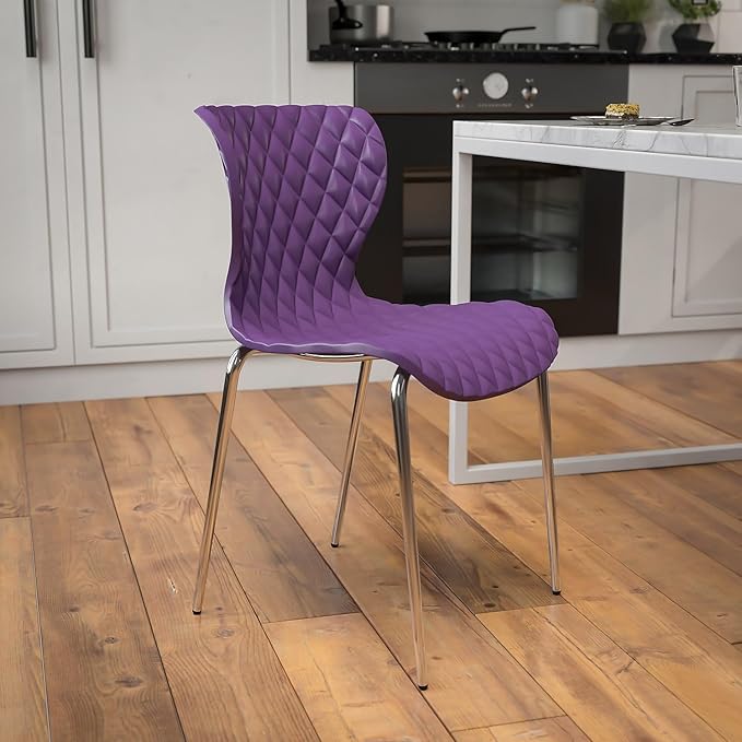 Flash Furniture Lowell Contemporary Design Purple Plastic Stack Chair