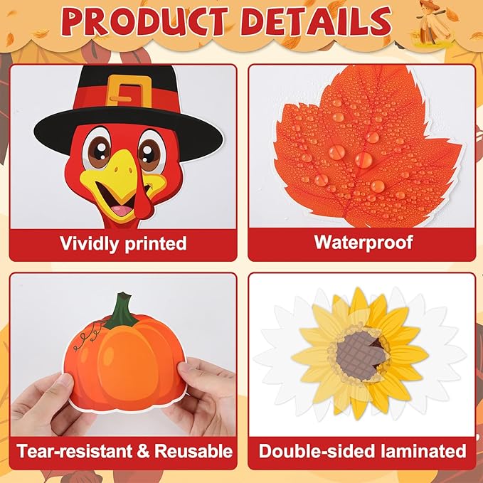 Thanksgiving Turkey Classroom Bulletin Board Decorations Autumn Fall Thankful Letters Cutouts Pumpkin Leaves Bulletin Board Border Set for Home School Chalkboard Wall Decor Supplies