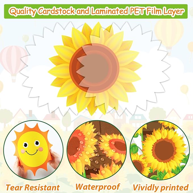 gisgfim Spring Sunflower Bulletin Board Decoration Set Religious Cutouts for Classroom School Welcome Blooming for Jesus Summer Christian Bulletin Board Craft Door Home Wall(Blooming for Jesus)