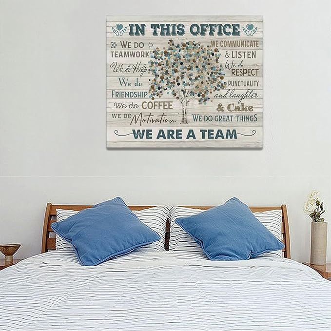 Yibuda In This Office Wall Art Motivational Quotes Pictures Wall Decor We Are A Team Canvas Painting Modern Room Office Decorations Artwork Framed Ready to Hang 24"x20"