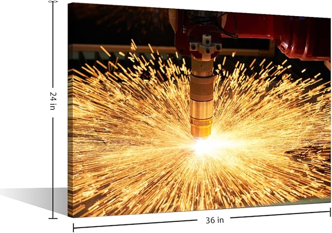 Home Decorations for Office Living Room Machine Tools Pictures Laser Cutting Posters and Prints Framed Canvas Art Modern Canvas Paintings Wall Decor Canvas Artwork Wall Hanging, 24" x36"
