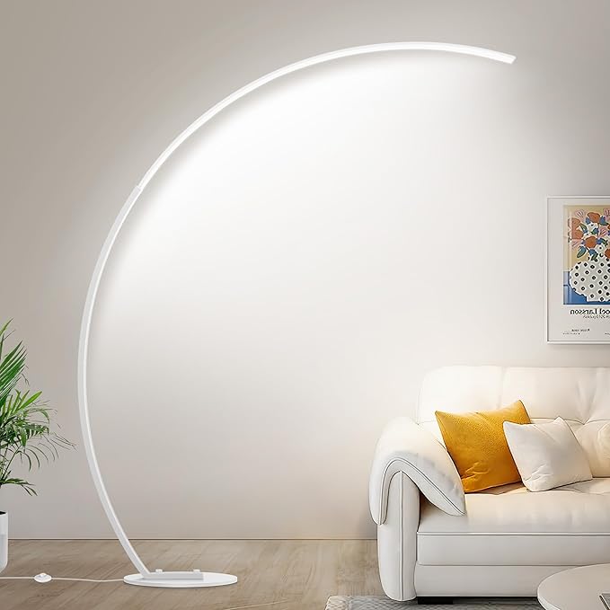 2000LM Ultra-Wide Coverage LED Lamps for Living Room with 3 Color Temperatures, White Dimmable Arc Floor Lamps, Modern Standing Tall Lamp with Remote Control Reading Floor Lamp for Bedroom Office