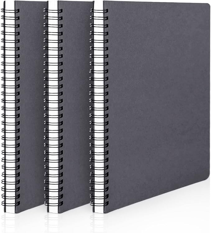 EUSOAR Graph Paper Spiral Notebook, B5 3Pack 7.3"x10.2" 120 Pages Hardcover Paper Notebook Journals, Wirebound Journal Sketch Notebook for Math and Science Students Engineering Artist Drawing