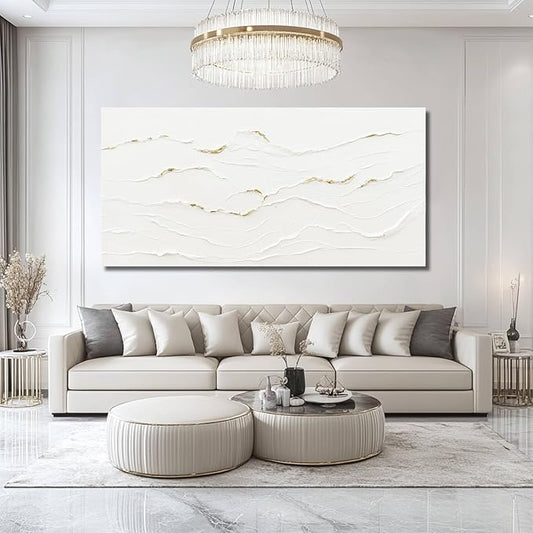 WINKAILIN White Painting Artwork Simple Decorative Pictures 29"x58" Abstract Wall Art for Living Room Modern Wall Hanging Decor for Kitchen