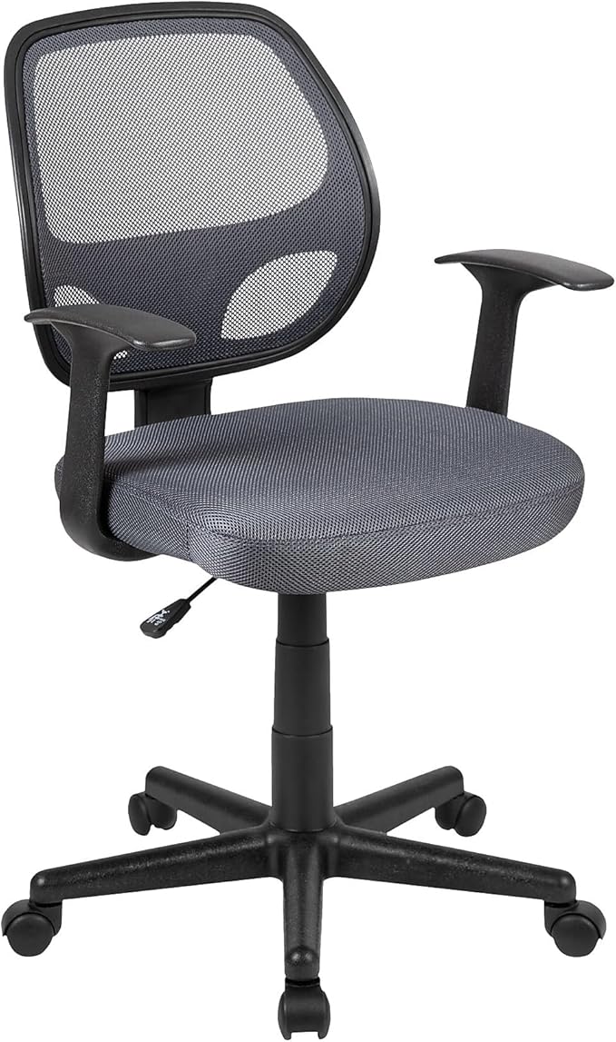 Flash Furniture Flash Fundamentals Mid-Back Gray Mesh Swivel Ergonomic Task Office Chair with Arms