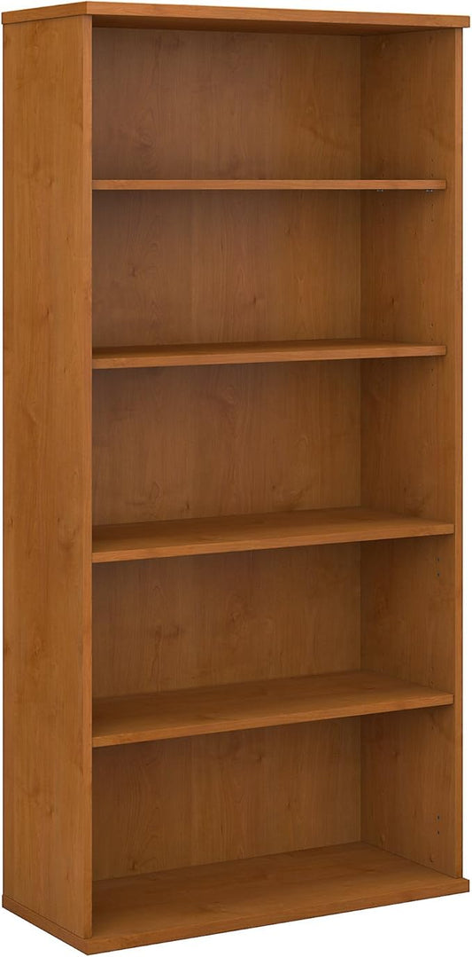 Bush Business Furniture Series C Tall 5 Shelf Bookcase in Natural Cherry, Large Storage and Display Bookshelf for Home or Professional Office