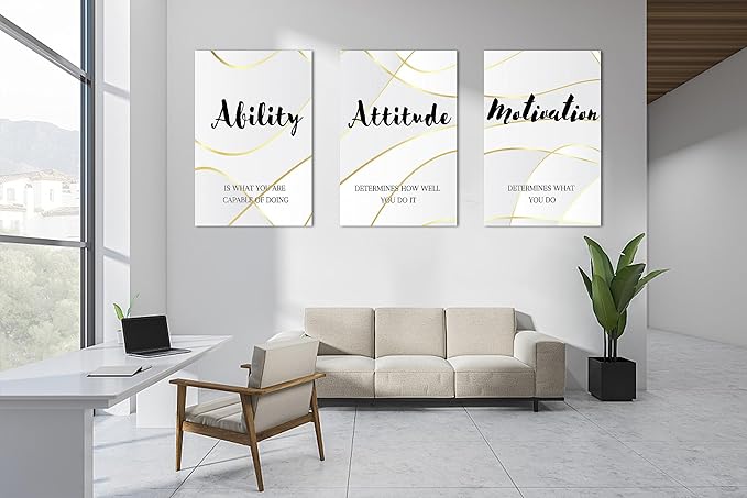 3 Piece Office Canvas Wall Art, Motivational Quotes Canvas Print Pictures Wall Decor for Office, Men Women Inspirational Framed Artwork Home Office Decor 24"x36" x 3 Pcs