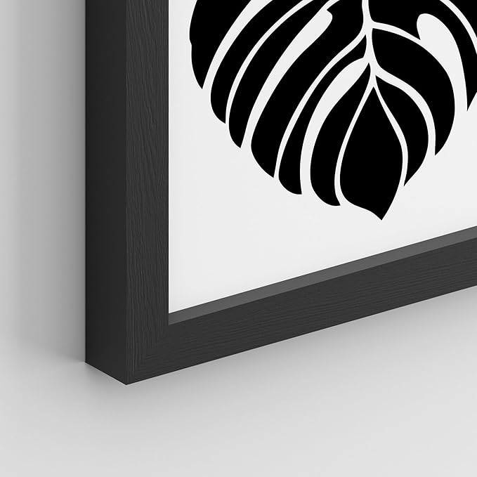 SIGNWIN Framed Poster Bathroom Decor, Wall Art Room Decor Multicolor for Living Room, Bedroom, Office Black White Monstera Leaf Love Home Typography Nature Abstract Shapes - 12"x16"x 8 Black