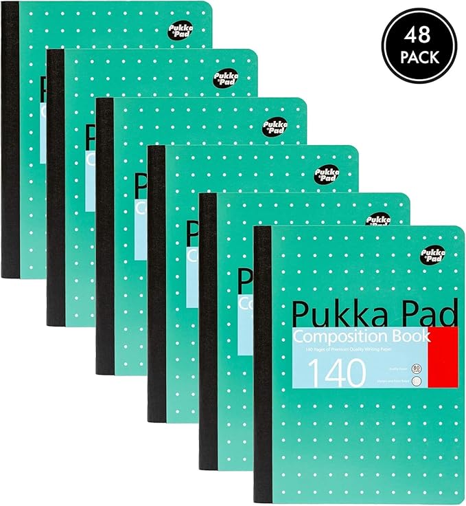 Pukka Pad, Composition Notebooks - 48 Pack of Journals Featuring 140 Pages of College Ruled 80GSM Paper with Sturdy Cover Stock - 9.75 x 7.5in - Metallic