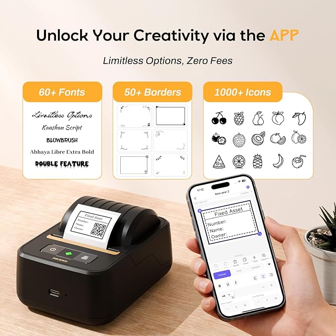 Inkbird Label Maker Machine with Tape, N20 Bluetooth Label Makers, Portable Thermal Label Printer Easy to Use for Office Barcode Address School Home