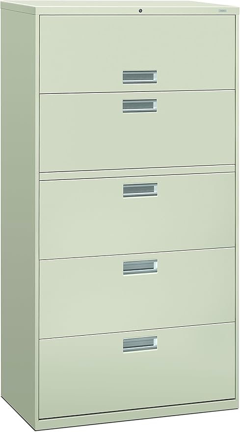 HON 685LQ 600 Series 36-Inch by 19-1/4-Inch 5-Drawer Lateral File, Light Gray