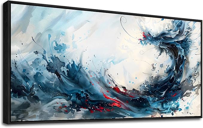 hyidecorart Canvas Prints Wall Art For Living Room Abstract Painting Wall Artworks Wall Decor for Bedroom Hang Pictures For Office Decoration Minimalism Watercolour Posters Black Framed Hotel Mural