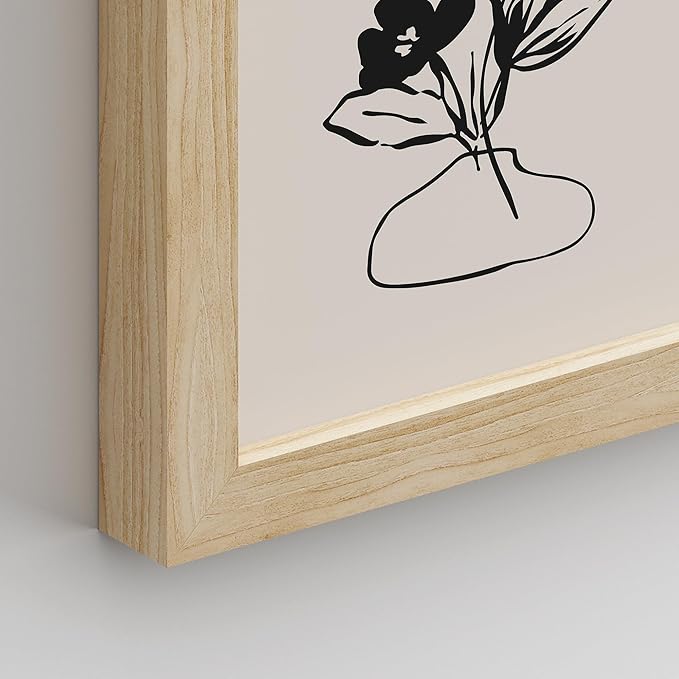 SIGNWIN Framed Poster Bathroom Decor, Wall Art Room Decor Multicolor for Living Room, Bedroom, Office Duotone Black & White Floral Botanical Flower Nature Abstract Shapes - 8"x10"x 8 Natural