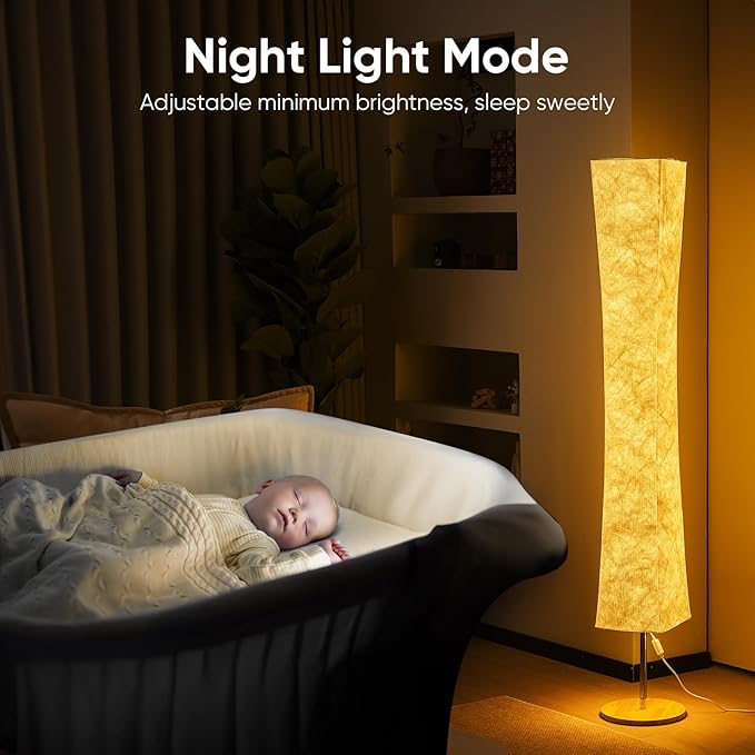 Soft Light Floor Lamp, 58 inch Simple Design Morden 3 Color Lighting Remote Control LED lamp with Tyvek Fabric Shade,Brightness Adjustable for Living Room Bedroom Game Room