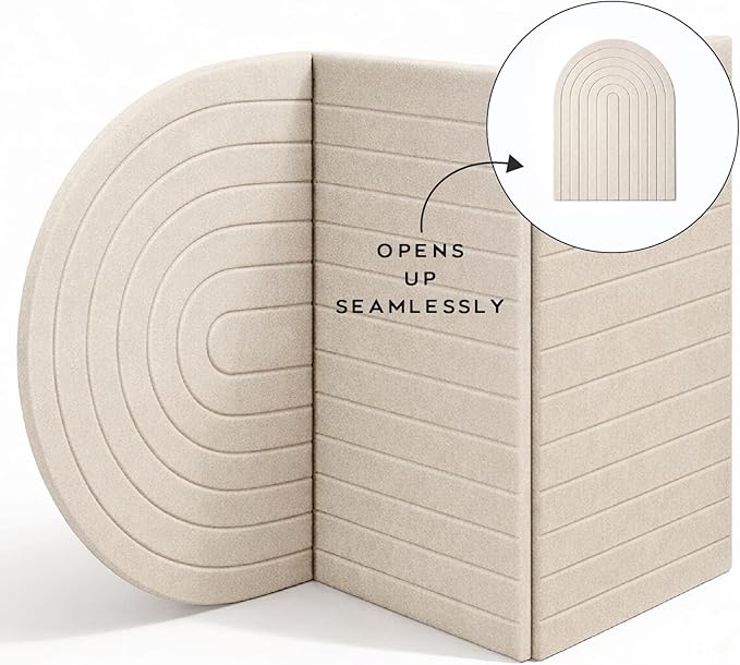 Orelle Rainbow Arch Felt Bulletin Board | Foldable Peel and Stick Felt Board for Wall | Aesthetic Arch Pin Boards for Walls, Office, Vision Board, Kids Art Display | 23 x 31”| Beige