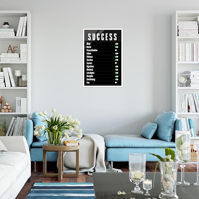 Trendy Success Settings Wall Art Motivational Quotes Inspirational Canvas Poster Large Motto Modern Encouraging Sign Prints Painting For Office Living Room Wall Decor 8x12in Unframed