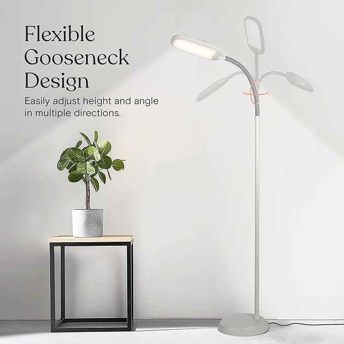 Brightech Litespan LED 2nd Edition Reading Floor Lamp with Cool, Soft & Warm White LED's - Built-in Dimmer - Adjustable Design Pivots in Any Direction - Energy Saving 12 Watts - Alpine White