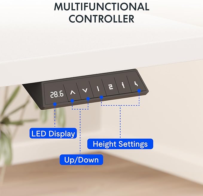 FLEXISPOT EN2 Whole-Piece Standing Desk with Clamp Power Strip, 60 x 24 Electric Stand Up Height Adjustable Desk with Cable Management (Gray Frame + 60" White Top, 2 Packages)