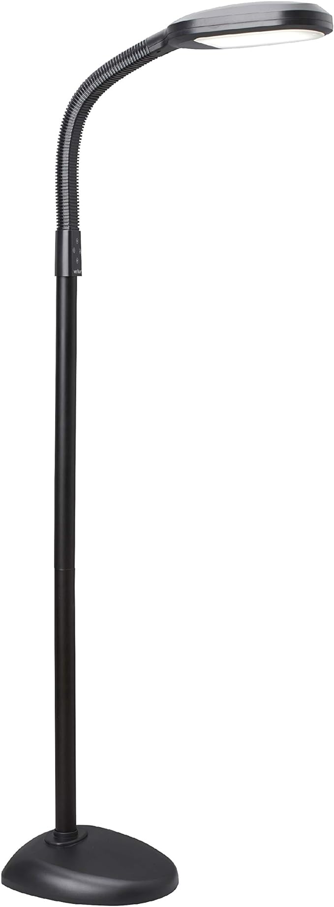 Verilux SmartLight Full Spectrum LED Modern Floor Lamp with Adjustable Brightness, Flexible Gooseneck and Easy Controls - Reduces Eye Strain and Fatigue - Ideal for Reading, Artists, Craft (Black)