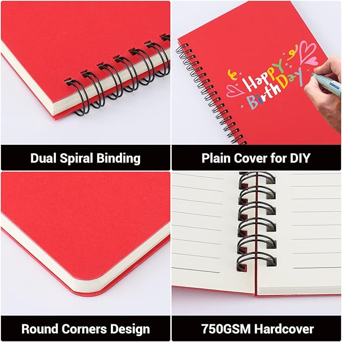 EUSOAR College Ruled Spiral Notebook, A5 1pack 5.5"X8.3" 160 Pages Lined Travel Writing Subject Notebooks Journal, Memo Notepad Sketchbook, Students Office Business Diary Ruled Journal-Red Cover