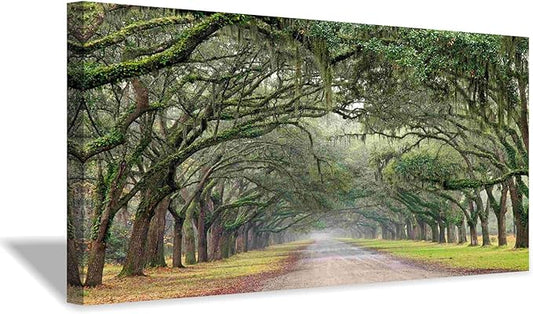 Hardy Gallery Oak Tree Canvas Wall Art: Green Landscape Artwork Forest Picture Painting for Living Room (40'' x 20'' x 1 Panel)
