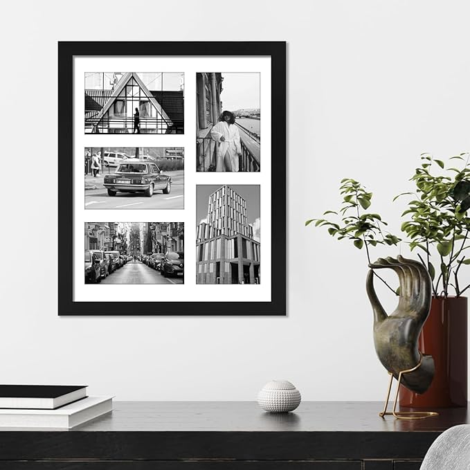 11x14 Collage Picture Frame, Displays 5Pcs 4x6 Photos with Mat or 1Pcs 11by14 Picture without Mat for Wall Hanging, Picture Frames Collage Wall Decor with Stand, 2 Pack