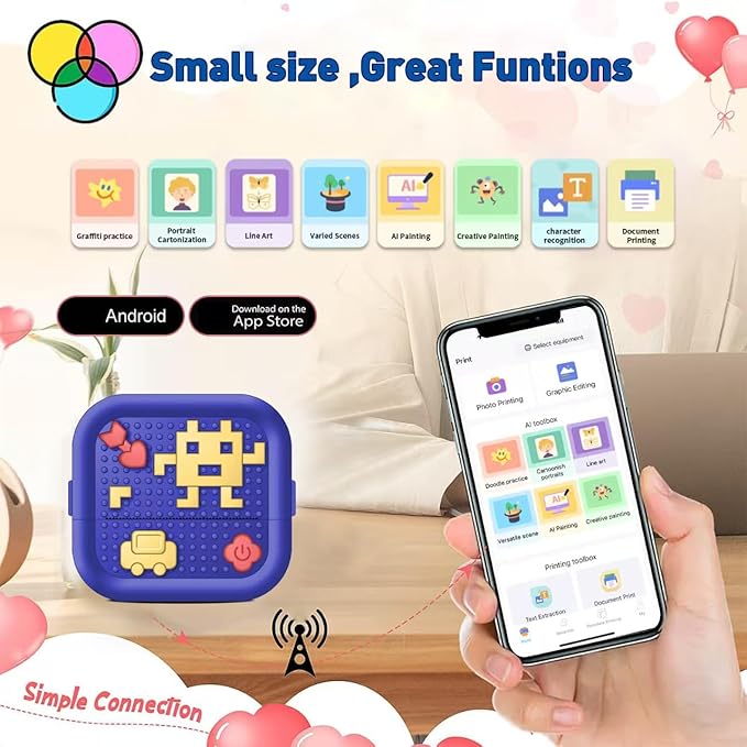 Label Maker Machine with Tape,Mini Sticker Printer for Home, Kitchen, Office, Small Business,School,Instant Photo,Thermal Label Printer Sticker Maker Machine,Compatible with PC,Android &iOS