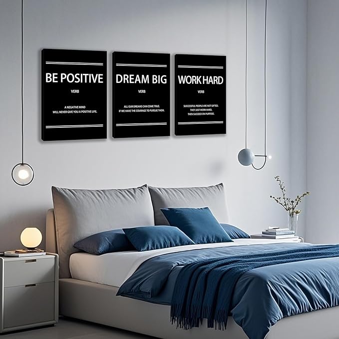 3 Panel Print Canvas Wall Art Motivational Office Wall Decor Painting Inspirational Posters Modern Inspiring Artwork for Home Living Room Bedroom Wall Decor Office Wall Art Ready to Hang - 60"Wx28"H
