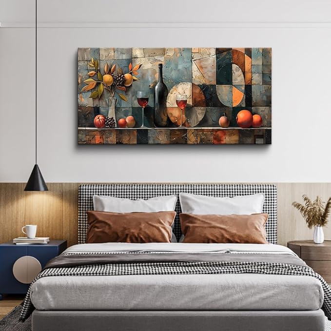 KELIYUAN Large Canvas Wall Art For Kitchen Wall Decor For Living Room Restaurant Pub Decorations Wine Glass Wall Painting Still Life Abstract Pictures Artwork Dining Mural Posters Decor 30"x60"