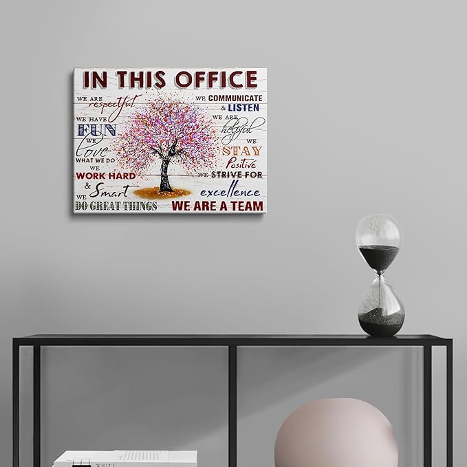 HDXUFJQ Inspirational Canvas Wall Art for Office - Team Rules Motivation Positive Quotes Wall Decor - Teamwork - Ready to hang (16"x24")