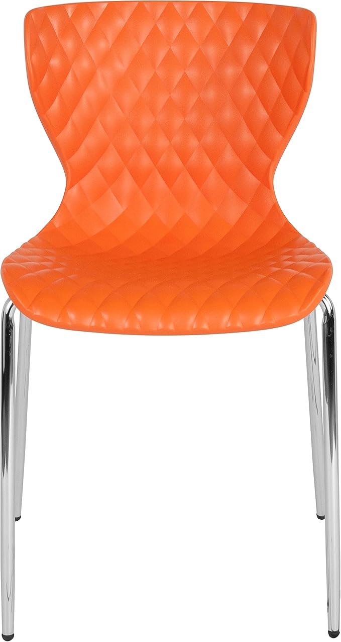 Flash Furniture 4 Pack Lowell Contemporary Design Orange Plastic Stack Chair