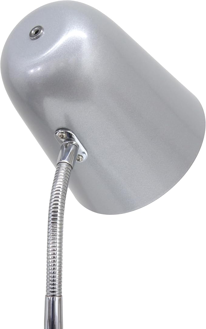 Simple Designs LD1075-SLV 15.28" Sleek Essentials Minimalist Metal Desk Task Lamp, for Office, Desk, Nightstand, Dorm, Silver