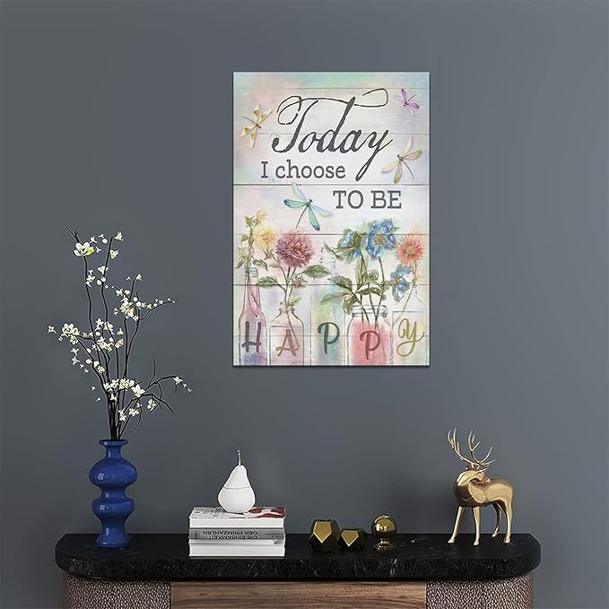 yerretin Floral Bathroom Wall Art Country Flower Dragonfly Pictures Wall Decor Rustic Canvas Print Painting Artwork Home Decorations for Bedroom Living Room Office Framed 16"x24"