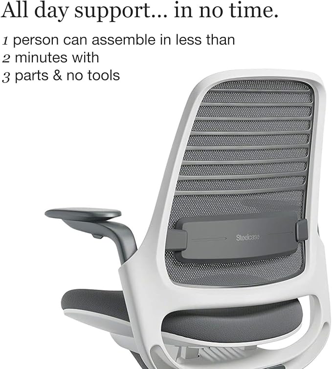 Steelcase Series 1 Office Chair - Ergonomic Work Chair with Wheels for Hard Flooring - Helps Support Productivity - Weight-Activated Controls, Back Supports & Arm Support - Easy Assembly - Graphite