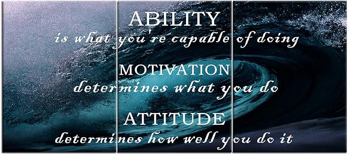 Motivational Wall Art Office Posters Wall Decor InspirationalQuotesPositive Posters Print Ocean Picture Painting Artwork for Home Bedroom Bathroom Wall Decoration Stretched and Framed [36''W x 16''H]