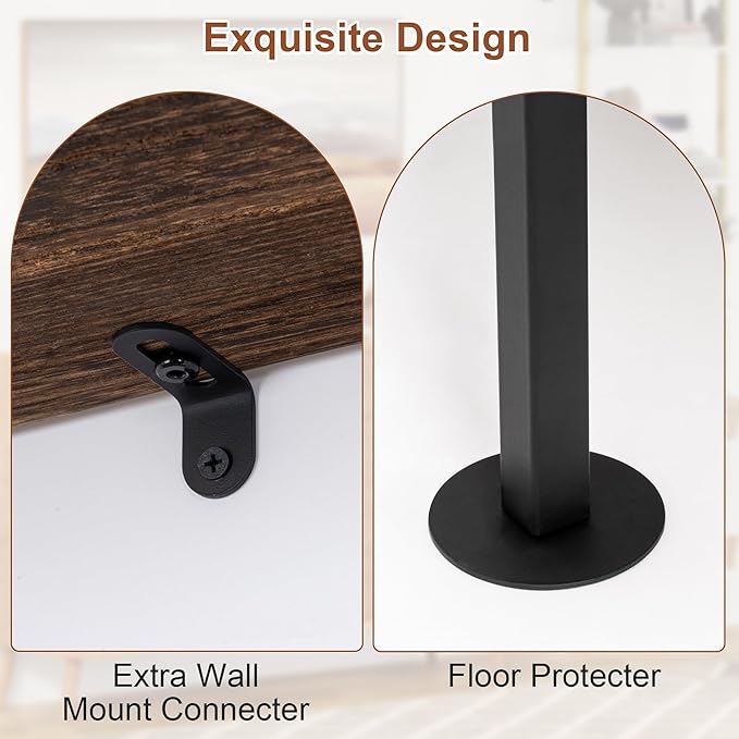 5-Tier Bookshelf - Solid Wood Narrow Ladder Shelf Set of 2, Wall Mount Bookcase for Living Room, Bedroom - Industrial Style, Dark Brown