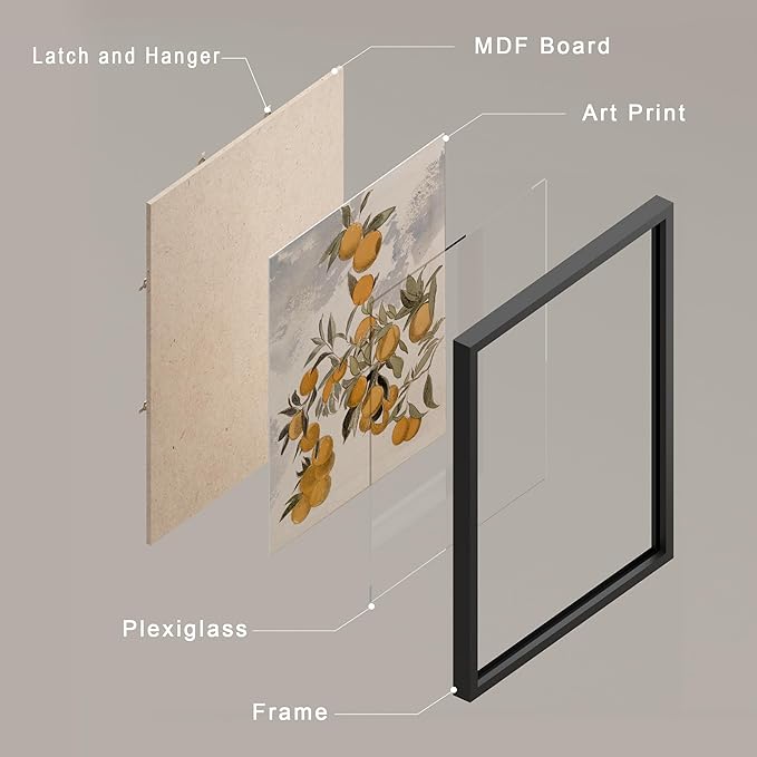 SIGNWIN Framed Poster Wall Art Set of Black & White Duotone Geometric Dark Plants Nature Abstract for Living Room, Bedroom, Office - 11"x14"x 8 Black