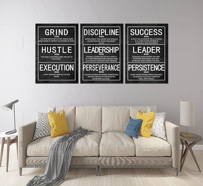WYJZDZQ8 Inspirational Canvas Wall Art Motivational Poster 3 Pieces Prints Artwork for Living Room Modern Home Decor Inspiring Painting Pictures Stretched and Framed Ready to Hang [60''Wx 28''H]