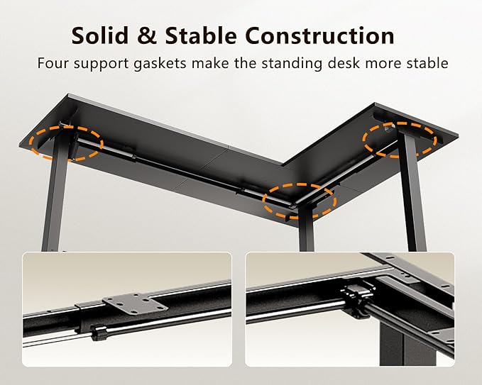 Casaottima 63 Inch Reversible L Shaped Electric Standing Desk, Ergonomic Height Adjustable Desk, Large Lift Corner Stand up Table for Workstation, Home Office, Reception Room, Black