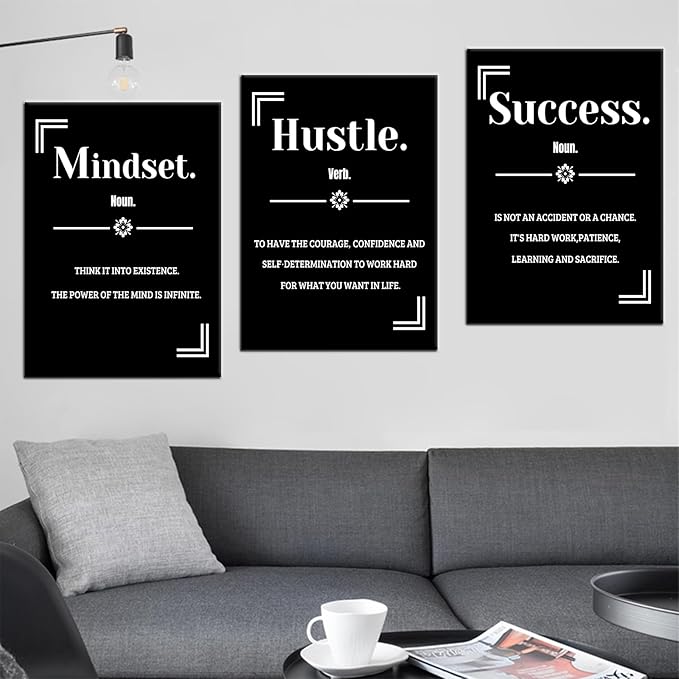 Inspirational Poster Wall Art for Office Success Motivational Quotes Printed on Canvas Inspiring Painting Artwork for Modern Home Living Room Workplace Wall Picture Ready to Hang [60''Wx28''H]