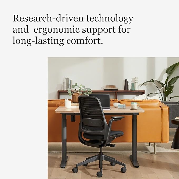 Steelcase Series 1 Office Chair - Ergonomic Work Chair with Wheels for Carpet - Helps Support Productivity - Weight-Activated Controls, Back & Arm Support - Easy Assembly - Licorice