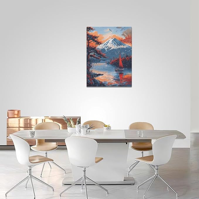 Japanese Wall Art Japan Pictures Wall Decor Asian Landscape Canvas Painting Print Home Modern Artwork Decorations Framed for Bathroom Living Room Bedroom Office 12 x 16 inch