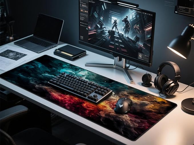 Large Gaming Mouse Pad Desk Mat with Superior Micro-Weave Cloth, XXL Big Mousepad with Stitched Edges, Anti-Slip Desk Keyboard Pad for Gaming, Office and Home