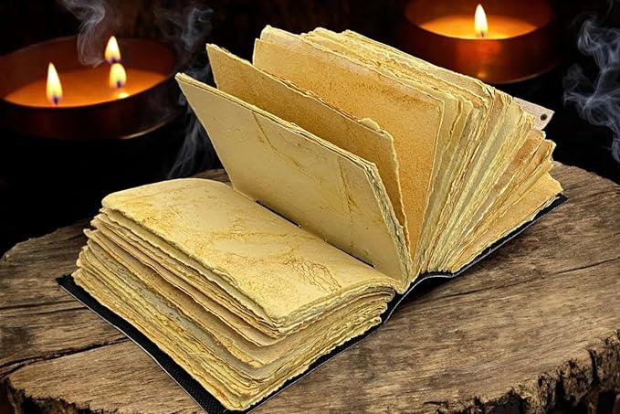 400 Pages Blank Spell Book of Shadows Journal Tree of Life Printed Witchcraft Supplies Wiccan Notebook Handmade Vintage Deckled Paper Grimoire Journal Vintage Journal , Fat Journal Witchy Gifts Women Celestial Gifts Vintage Gifts For Men & Women